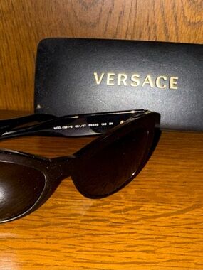Versace Black Cat-Eye Sunglasses with Gold Logo Detail